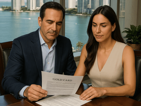Wealthy Colombian Couple working through the Gold Card Immigration Program with our team